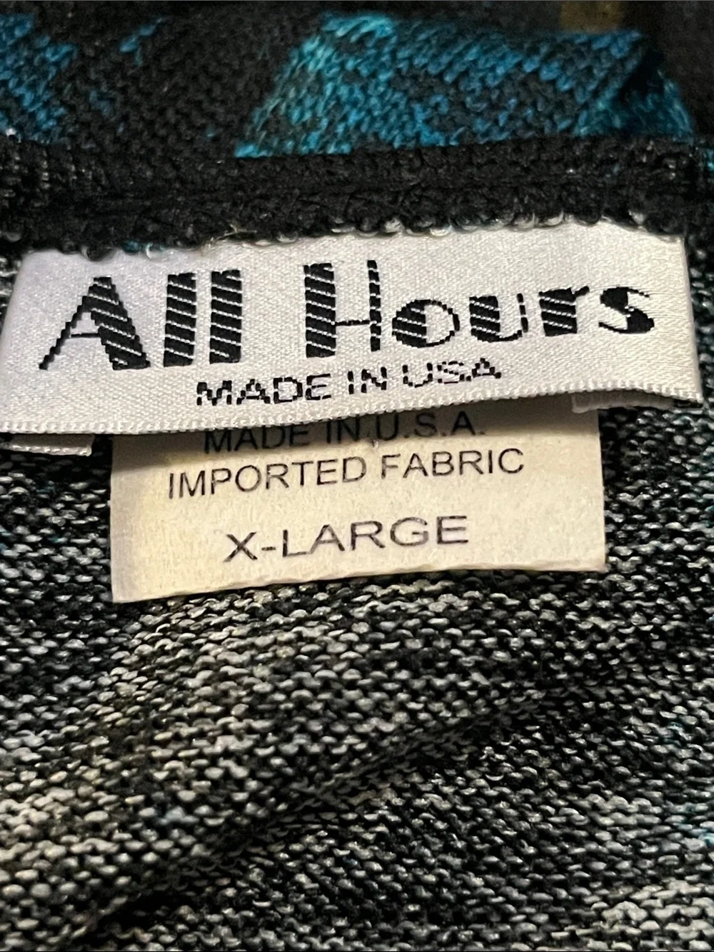 Open-Front Longline Cardigan in Teal, Black & Brown Brushstroke